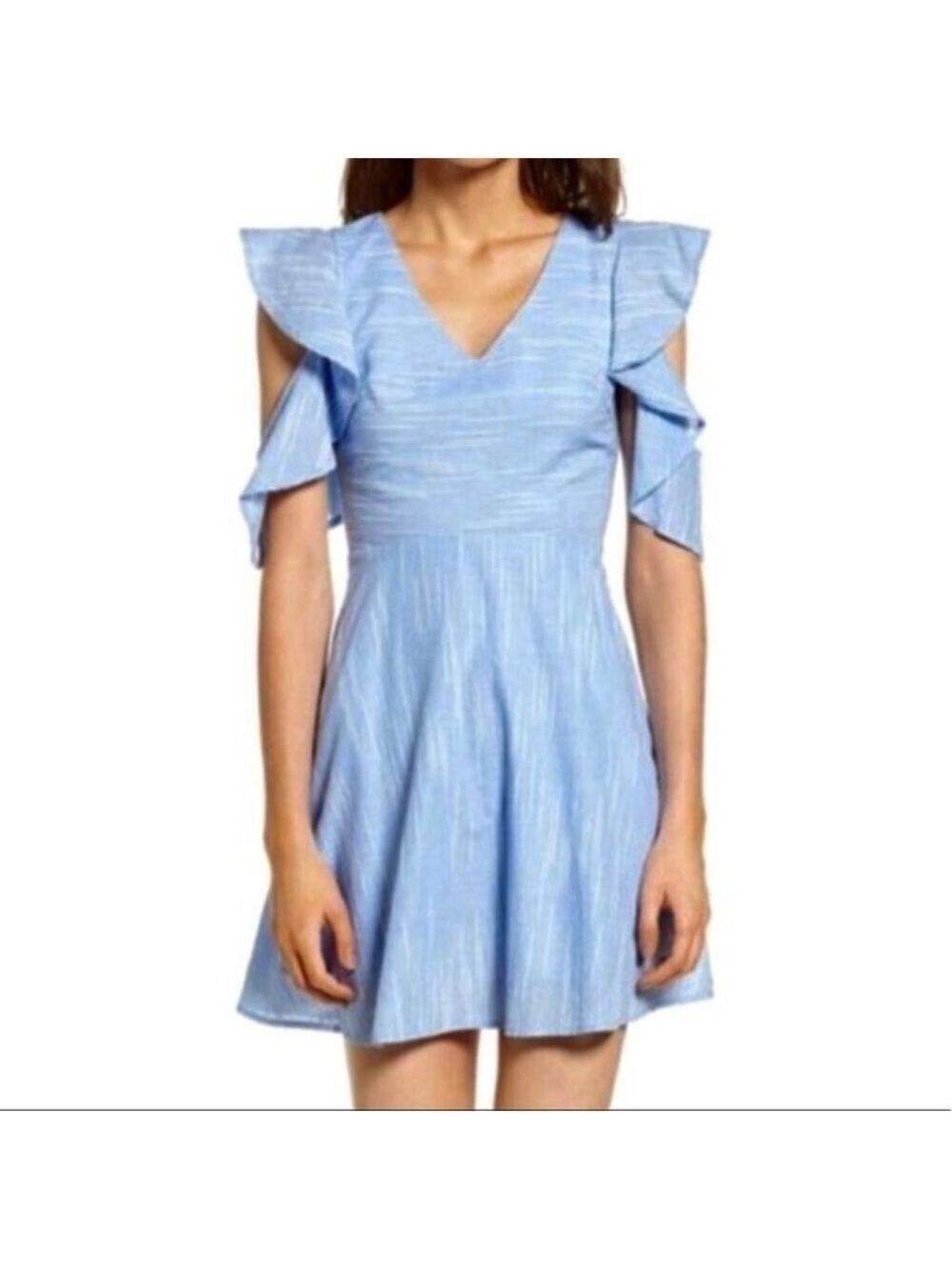J.O.A. Blue White Stripe Cotton Mini Dress Fit Flare Medium